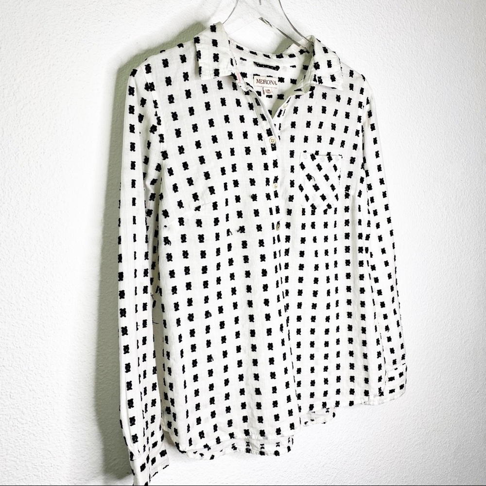 Merona Embroidered Long Sleeve Button Up - Picture 2 of 6